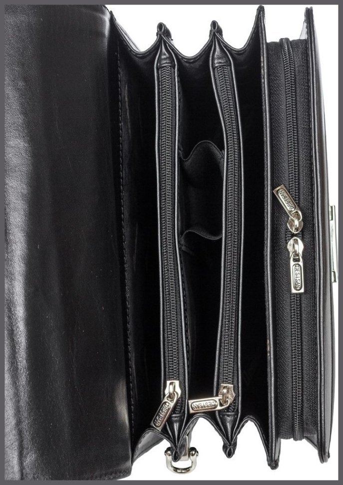 Мужская барсетка из гладкой кожи черного цвета с ручкой Desisan 81512 modnotak фото №7