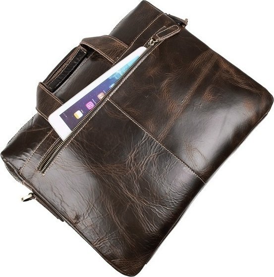 Ділова чоловіча сумка для документів і ноутбука з натуральної шкіри VINTAGE STYLE (14240)