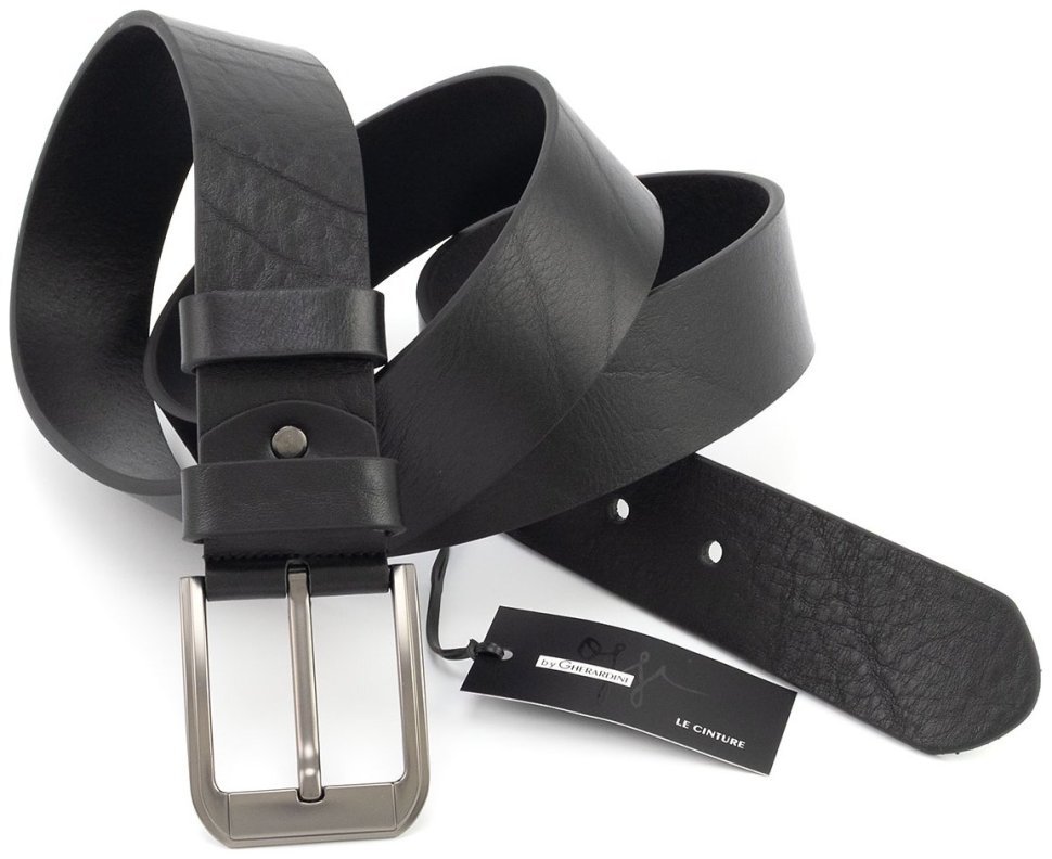 Ремень мужской батал из итальянской кожи длиной до 140 см Gherardini 45062 (черный) modnotak фото №3