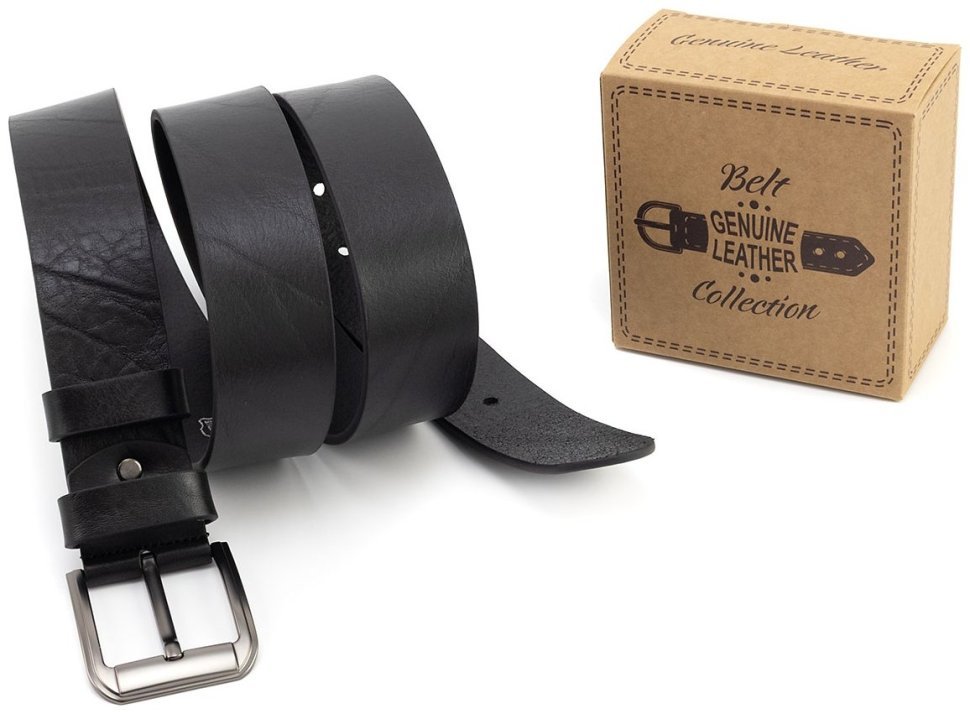 Ремень мужской батал из итальянской кожи длиной до 140 см Gherardini 45062 (черный) modnotak фото №5