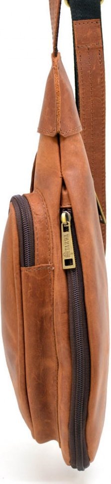 Шкіряна чоловіча сумка-рюкзак на одне плече з накладною кишенею TARWA (19858)