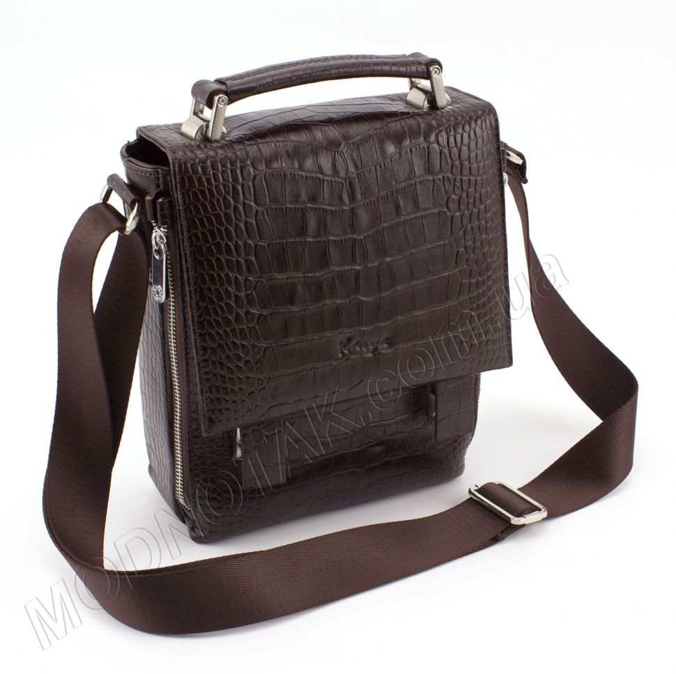 Кожаная универсальная мужская сумка коричневого цвета - KARYA (10070)