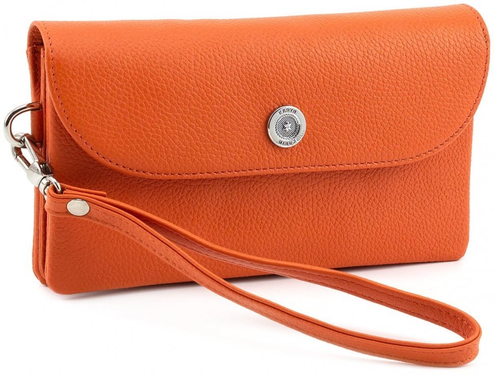 Шкіряний гаманець-клатч оранжевого кольору KARYA (1121-031)