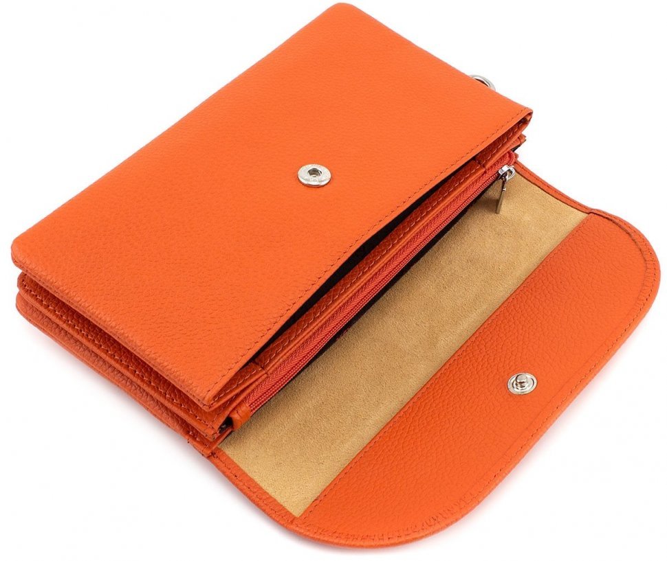 Шкіряний гаманець-клатч оранжевого кольору KARYA (1121-031)