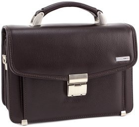 Коричневая деловая барсетка с ремнем на плечо KARYA (0238-39)