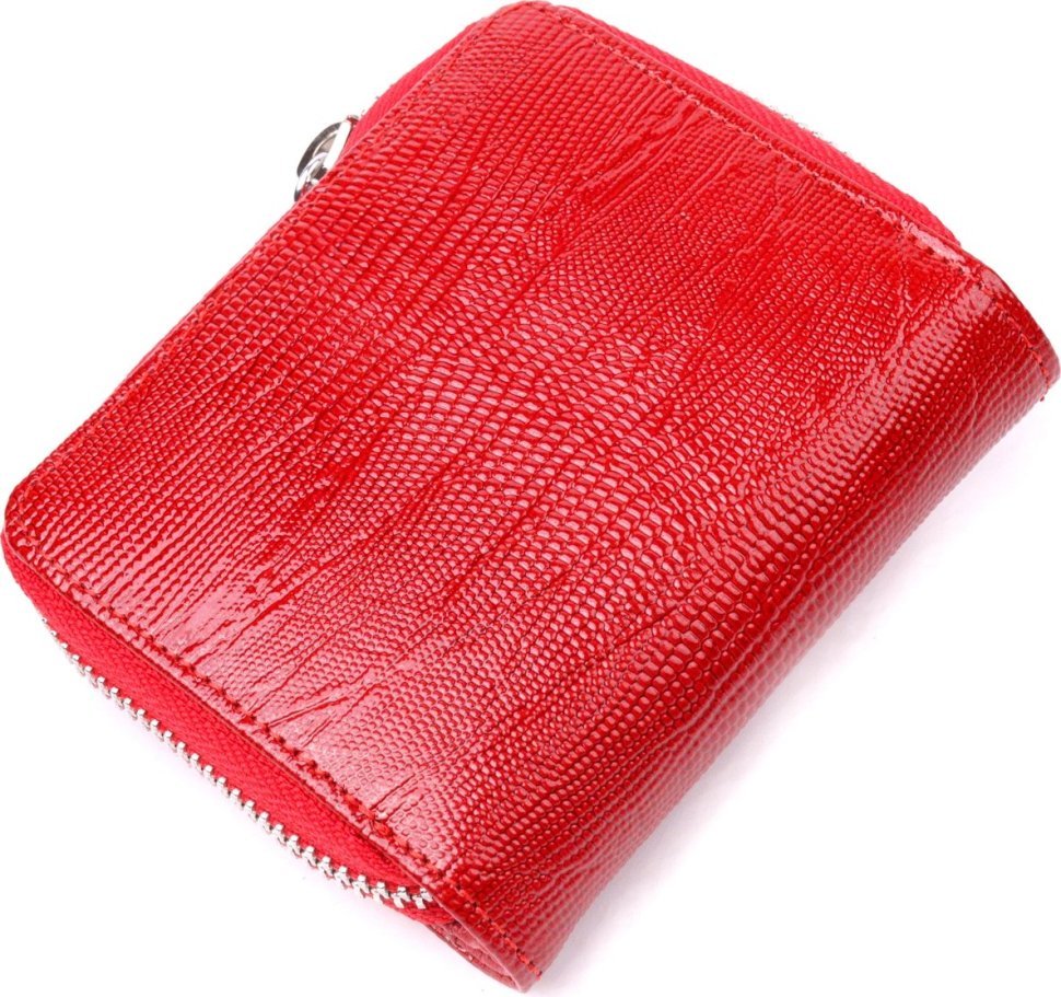 Маленький женский кошелек из натуральной лаковой кожи красного цвета KARYA (2421410)