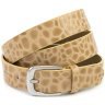 Ремень женский кожаный лаковый фактура под рептилию Leather Collection 30117 бежевый modnotak фото - 1