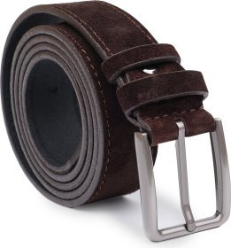 Брючный замшевый ремень для мужчин в темно-коричневом цвете Vintage (2420705)