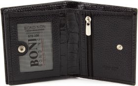 Оригинальное мужское портмоне черного цвета из натуральной кожи с тиснением Bond Non (10646) - 2