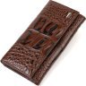 Жіночий гаманець із натуральної шкіри з тисненням під крокодила в коричневому кольорі CANPELLINI (2421848) - 1