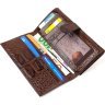 Жіночий гаманець із натуральної шкіри з тисненням під крокодила в коричневому кольорі CANPELLINI (2421848) - 4