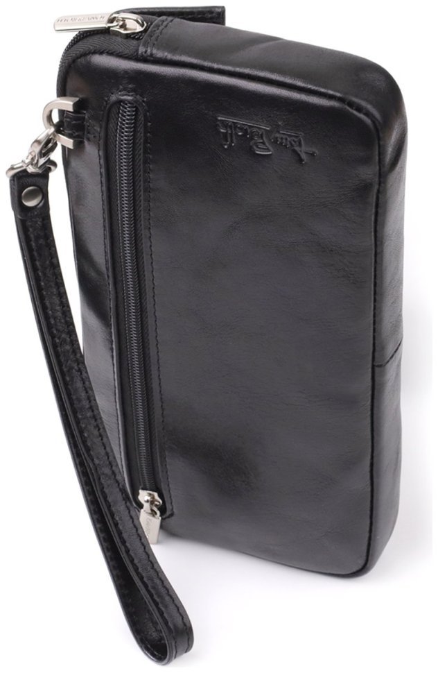 Мужской клатч из гладкой натуральной кожи Tony Perotti 103312 черного цвета modnotak фото №2