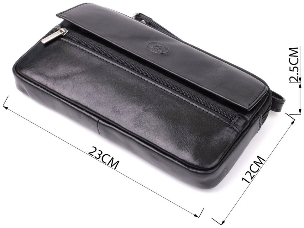 Мужской клатч из гладкой натуральной кожи Tony Perotti 103312 черного цвета modnotak фото №3