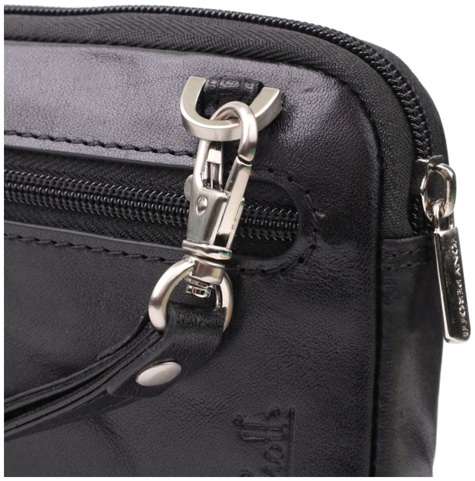 Мужской клатч из гладкой натуральной кожи Tony Perotti 103312 черного цвета modnotak фото №5