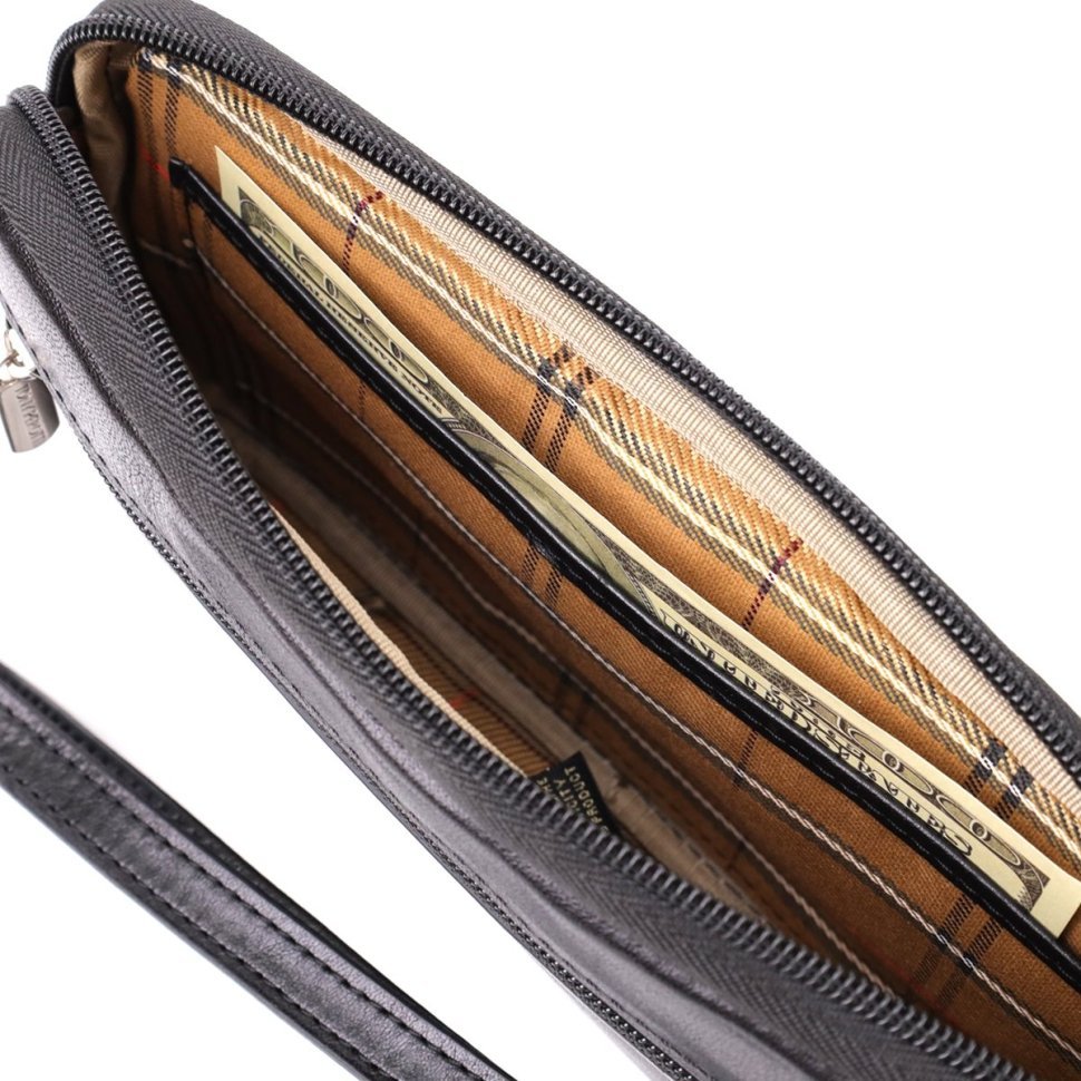 Мужской клатч из гладкой натуральной кожи Tony Perotti 103312 черного цвета modnotak фото №8