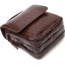 Комплектна чоловіча сумка-барсетка коричневого кольору з натуральної шкіри з тисненням під крокодила KARYA (2421946) - 3