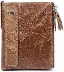Мужской кошелек из натуральной кожи в стиле винтаж светло-коричневого цвета Vintage (2414684)