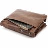 Мужской кошелек из натуральной кожи в стиле винтаж светло-коричневого цвета Vintage (2414684) - 5