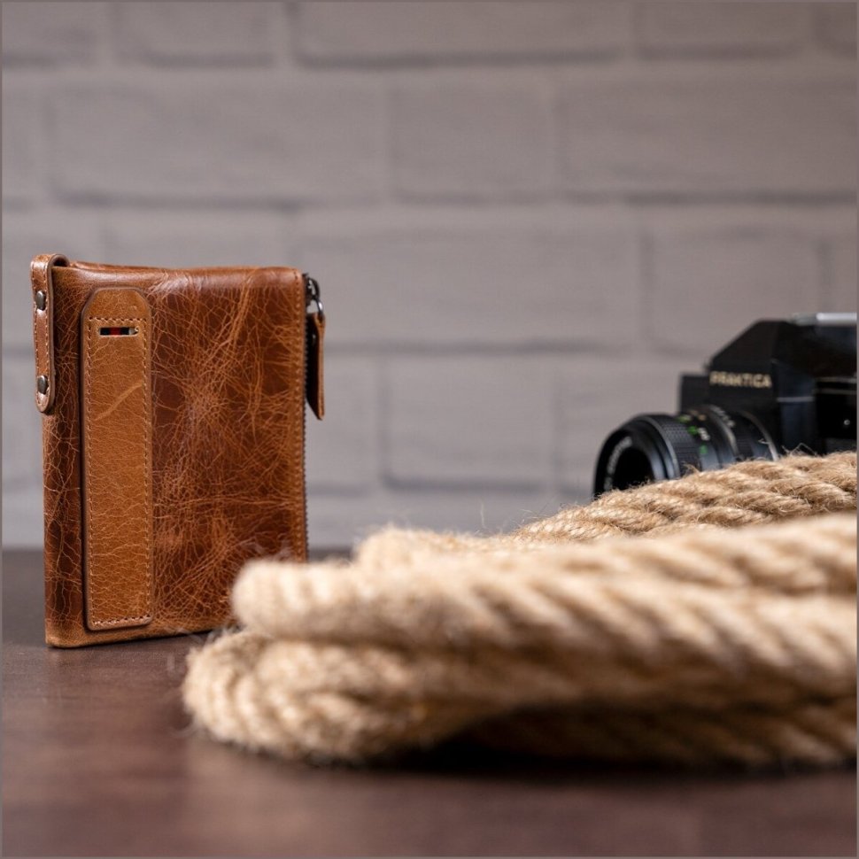 Чоловічий гаманець із натуральної шкіри у стилі вінтаж світло-коричневого кольору Vintage (2414684)