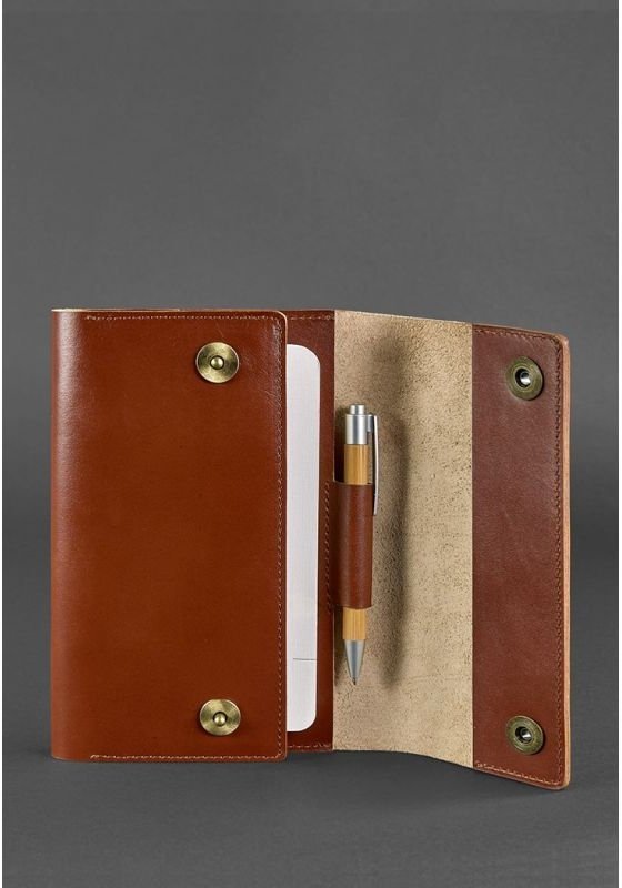 Шкіряний блокнот (Софт-бук) світло-коричневого кольору з ручкою в комплекті BlankNote (21977)