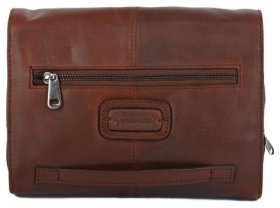 Кожаный мужской несессер с клапаном на защелке коричневого цвета Ashwood Phil T94112