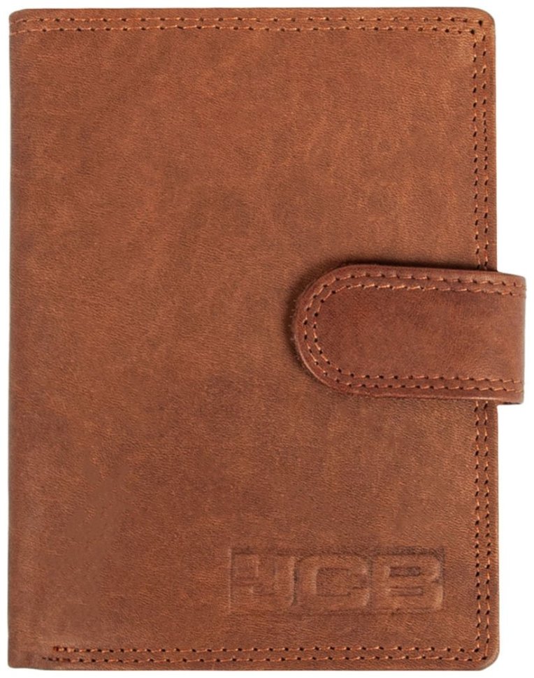 Вместительный мужской кошелек из натуральной кожи на кнопке с RFID-защитой JCB NC36MN 94312 коричневого цвета modnotak фото №1