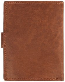 Вместительный мужской кошелек из натуральной кожи на кнопке с RFID-защитой JCB NC36MN 94312 коричневого цвета