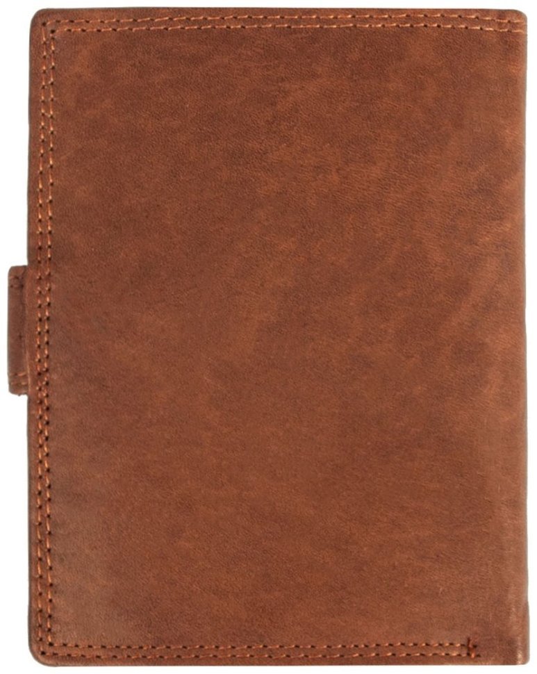 Вместительный мужской кошелек из натуральной кожи на кнопке с RFID-защитой JCB NC36MN 94312 коричневого цвета modnotak фото №2