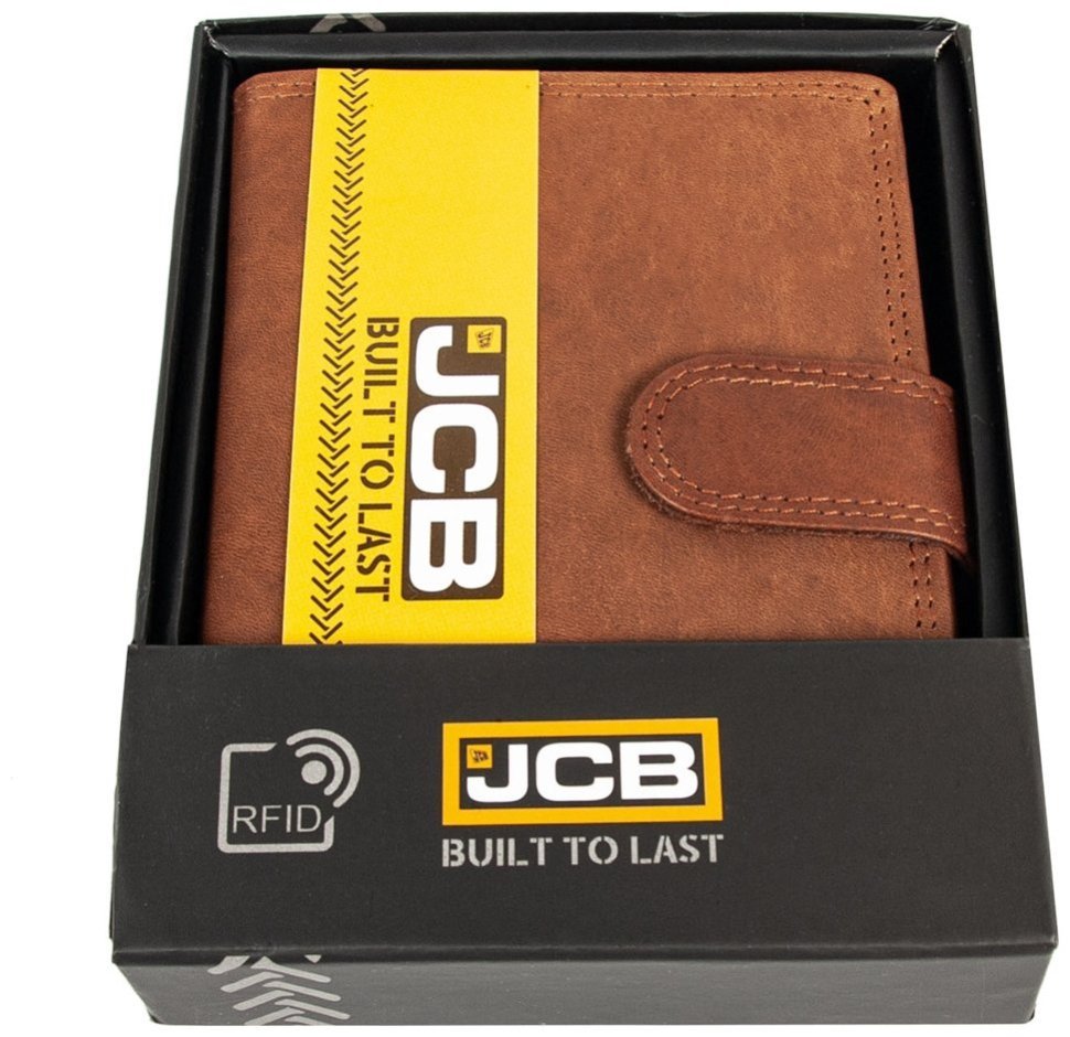 Вместительный мужской кошелек из натуральной кожи на кнопке с RFID-защитой JCB NC36MN 94312 коричневого цвета modnotak фото №7