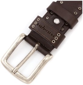 Коричневый кожаный ремень с заклепками REMAR (40079)