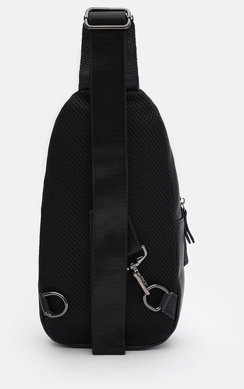 Мужская сумка слинг через плечо из натуральной кожи флотар Borsa Leather 104512 черная modnotak фото №3