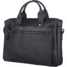 Чорна чоловіча сумка для ноутбука з вінтажної шкіри SHVIGEL (11035) - 1