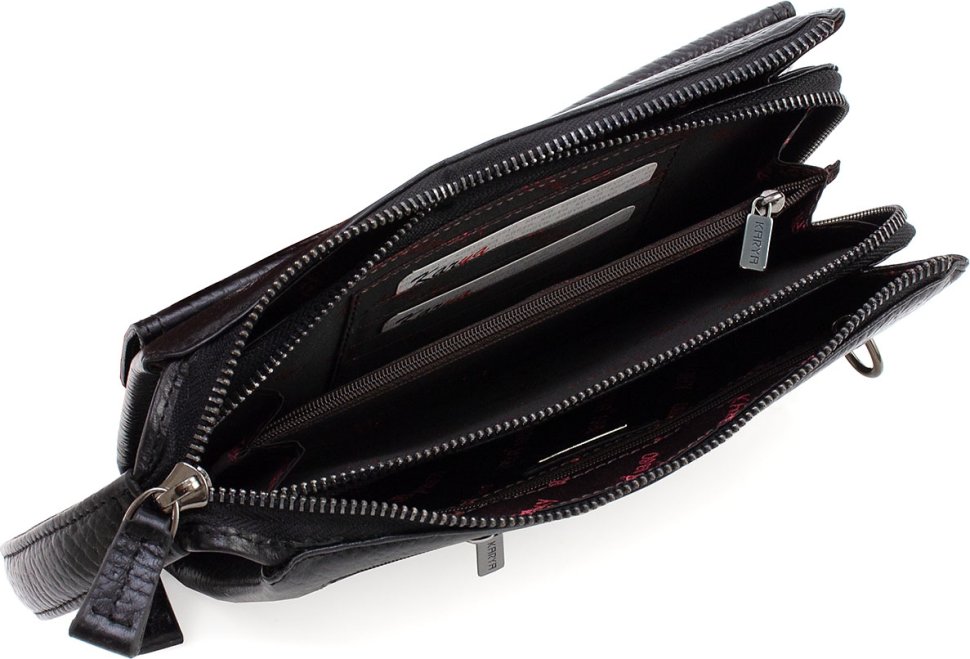 Чоловіча сумка барсетка із високоякісної натуральної шкіри чорного кольору KARYA (21740)