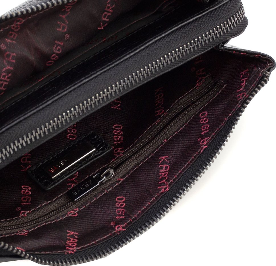 Мужская сумка барсетка из высококачественной натуральной кожи черного цвета KARYA (21740)