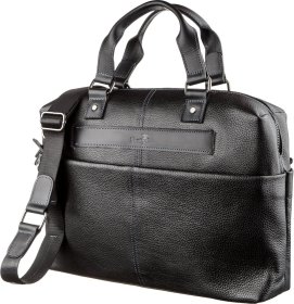 Чоловіча солідна сумка для ноутбука з високоякісної чорної шкіри SHVIGEL (11243)