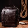 Темно-коричневая мужская сумка-барсетка из натуральной кожи под крокодила KARYA (2420898) - 9