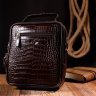 Темно-коричневая мужская сумка-барсетка из натуральной кожи под крокодила KARYA (2420898) - 10