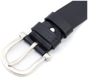 Італійський шкіряний ремінь з овальною вінтажною пряжкою Gherardini 45056 чорний