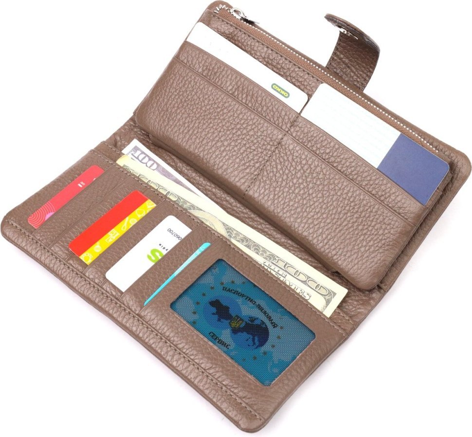 Бежевий жіночий гаманець великого розміру з натуральної шкіри KARYA (2420998)