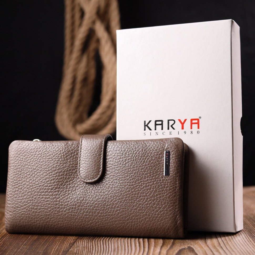 Бежевий жіночий гаманець великого розміру з натуральної шкіри KARYA (2420998)