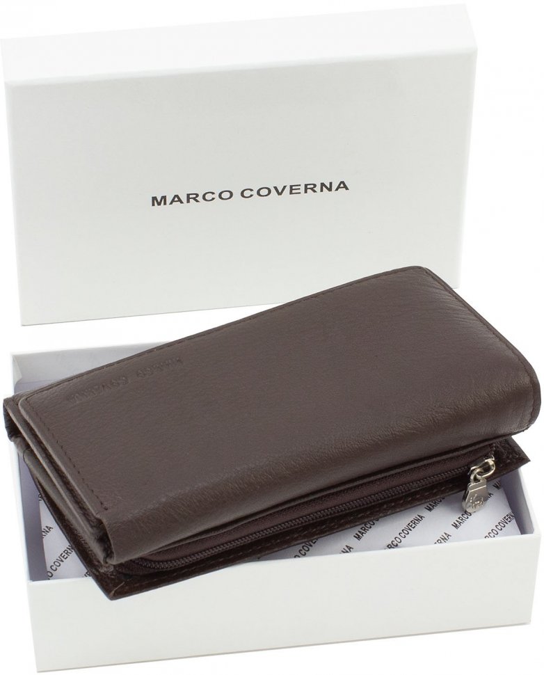 Коричневий жіночий гаманець на магнітах Marco Coverna (17745)