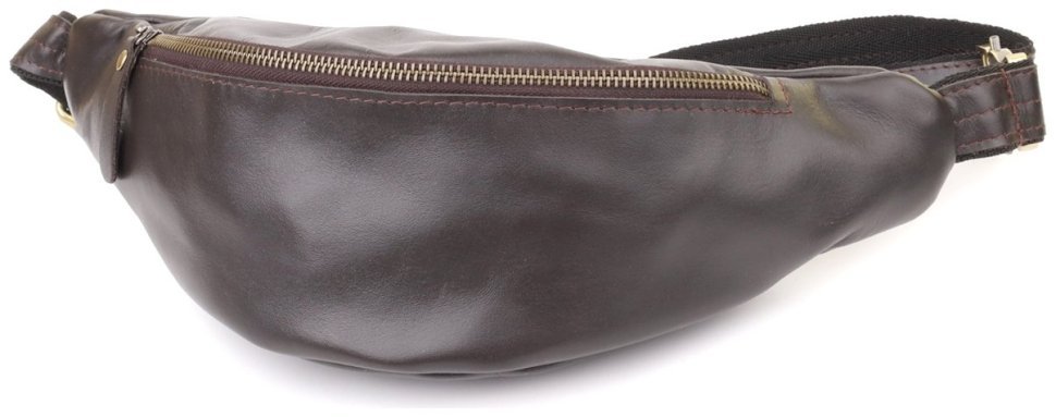 Стильная мужская сумка-бананка из натуральной кожи коричневого цвета Shvigel 95112 modnotak фото №1