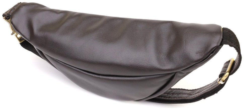 Стильная мужская сумка-бананка из натуральной кожи коричневого цвета Shvigel 95112 modnotak фото №2