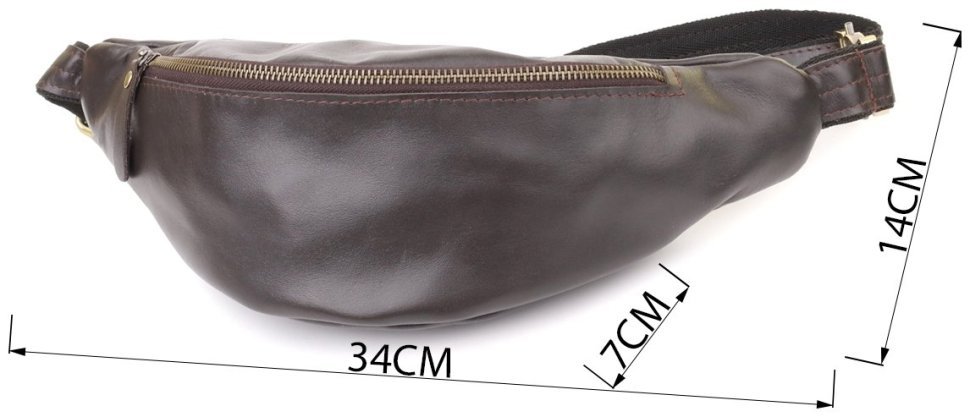 Стильная мужская сумка-бананка из натуральной кожи коричневого цвета Shvigel 95112 modnotak фото №3