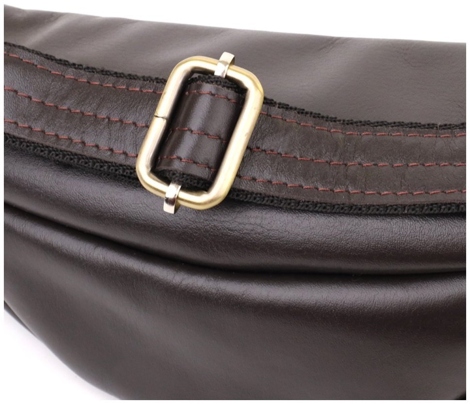 Стильная мужская сумка-бананка из натуральной кожи коричневого цвета Shvigel 95112 modnotak фото №5