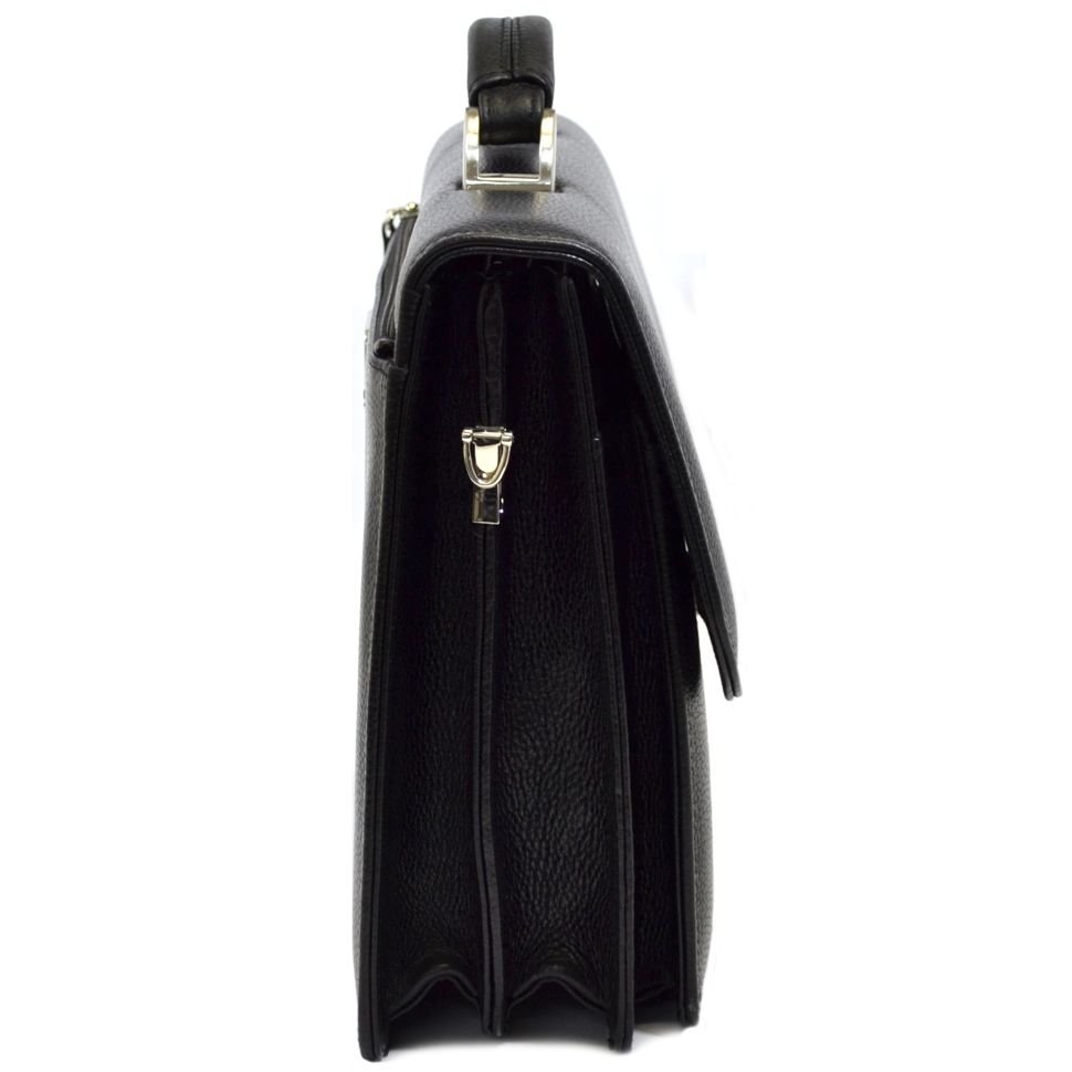 Шкіряний чоловічий портфель в чорному кольорі - BOND NON (11600)