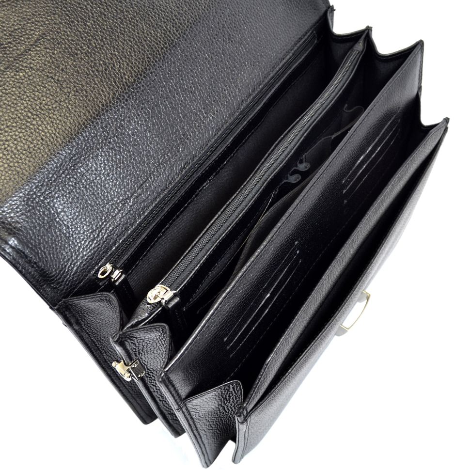 Шкіряний чоловічий портфель в чорному кольорі - BOND NON (11600)