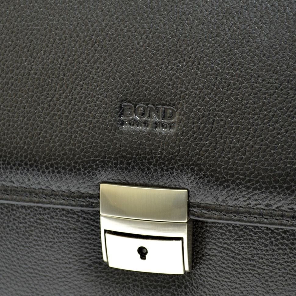 Кожаный мужской портфель в черном цвете - BOND NON (11600)