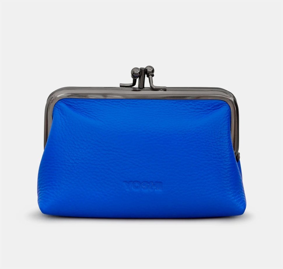 Жіночий шкіряний гаманець із застібкою поцілунок та RFID-захистом Yoshi Y1328 синього кольору з принтом бджілок 95512 modnotak фото №3