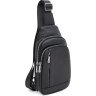 Чорна чоловіча сумка-рюкзак через плече з натуральної шкіри Ricco Grande (56012) - 1